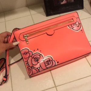 Hand painted clutch with detachable strap